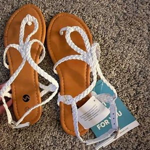 Soles & Souls White and Tan Sandals